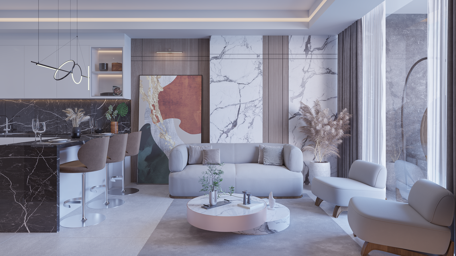 LUX MODERN 1+1 FLAT FOR SALE FROM CONSEPT PROJECT IN İSKELE LONG BEACH AREA
