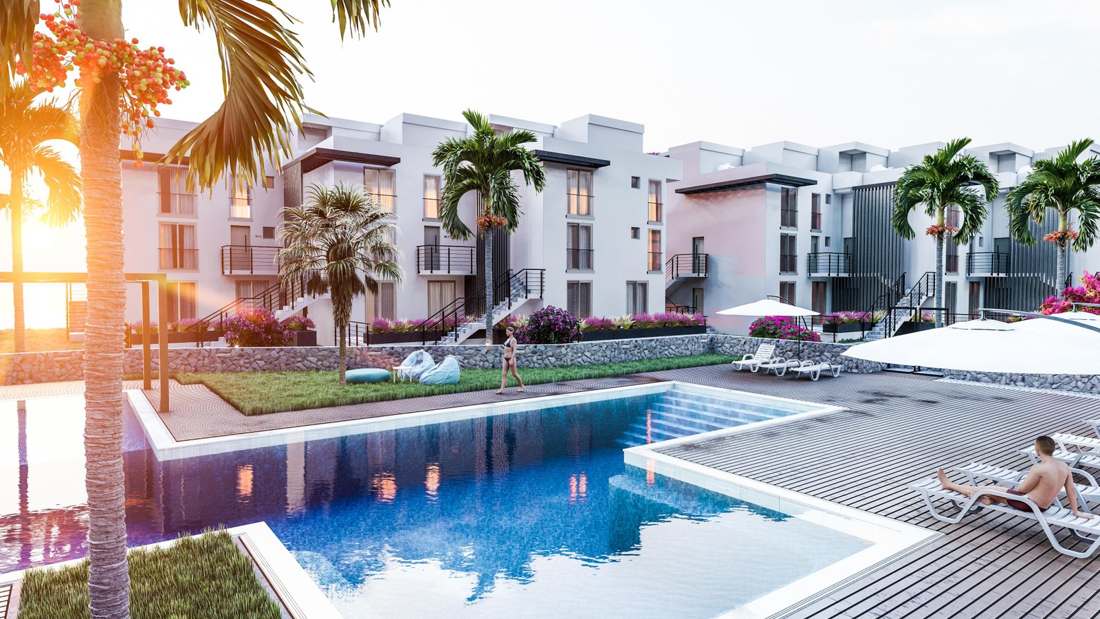 LOFT FLAT FOR SALE FROM A PROJECT WITH A PRIVATE BEACH IN GIRNE KÜÇÜKERENKÖY AREA